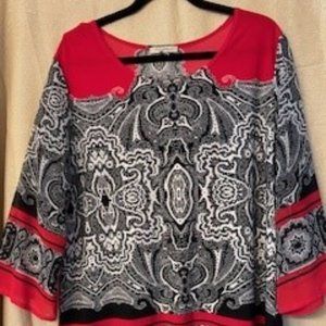 Roz & Ali Tunic 3/4 flowy sleeves Top from Dressbarn sz. XL